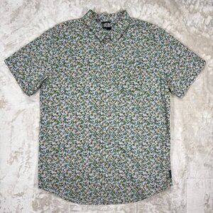 PrAna Men's Button Down Shirt Short Sleeve Pocket Floral Slim Fit - Size Large